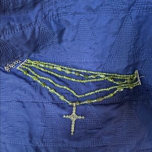 Elegant Silver & Peridot Cross Necklace